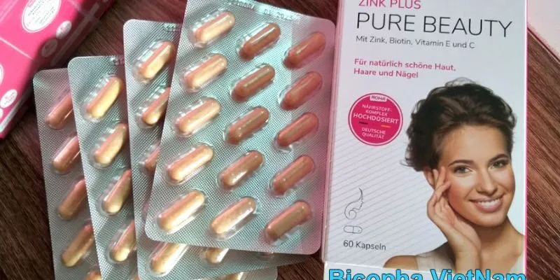 Thành phần viên uống Zink Plus là kẽm, biotin giúp chăm sóc sức khỏe toàn diện cho phái đẹp